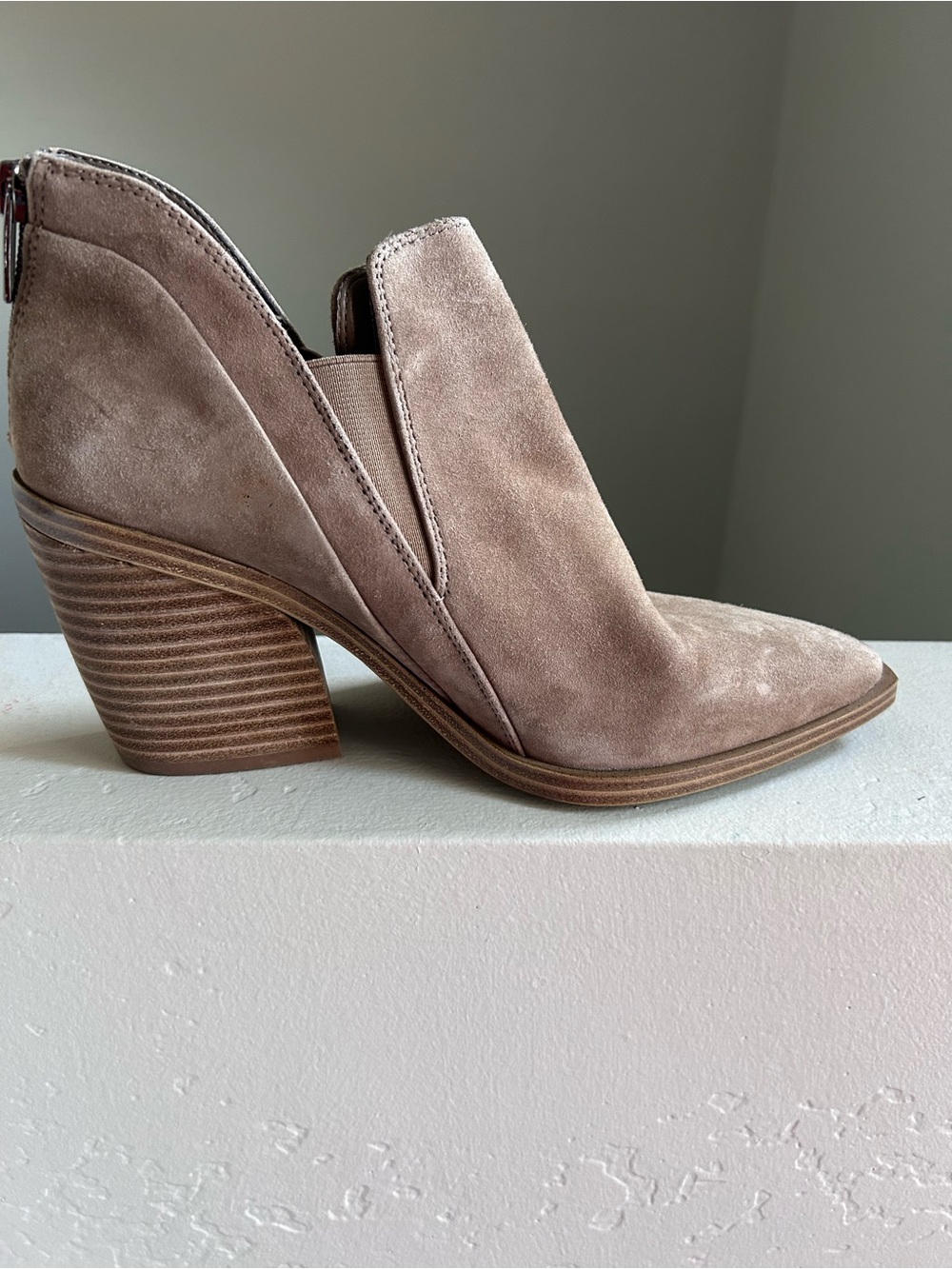 Vince Camuto Suede Taupe Women's Ankle Booties
